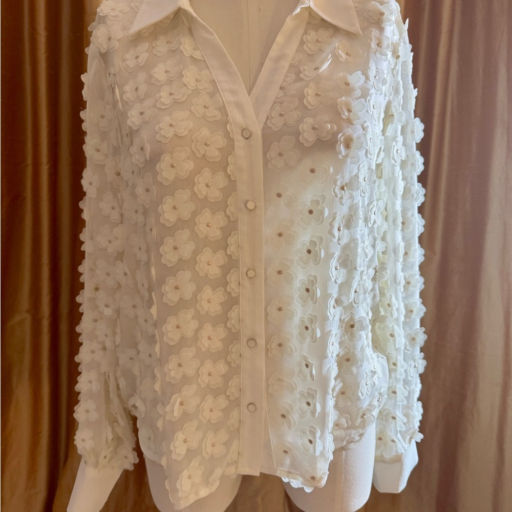 Adrianna Papell Cream Floral Blouse